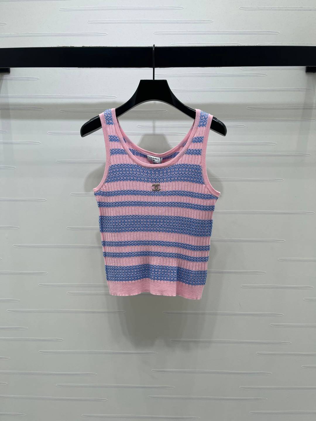 CHANEL シャネル ベスト クルーネック ロゴ ピンク