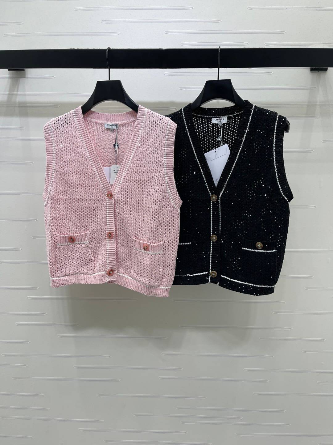 CHANEL シャネル ベスト Vネック 前開き ピンク