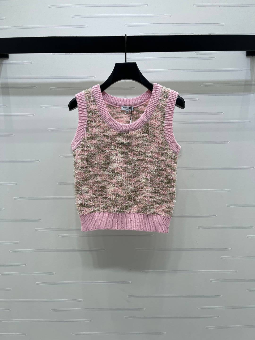 CHANEL シャネル ベスト クルーネック レディース ロング丈 ピンク