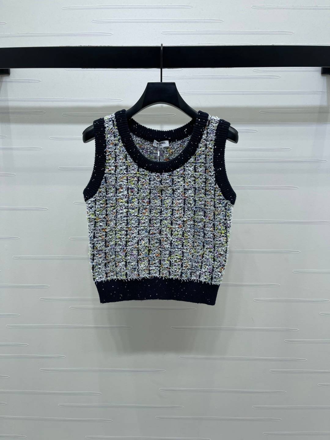 CHANEL シャネル ベスト クルーネック 前開き レディース マルチカラー