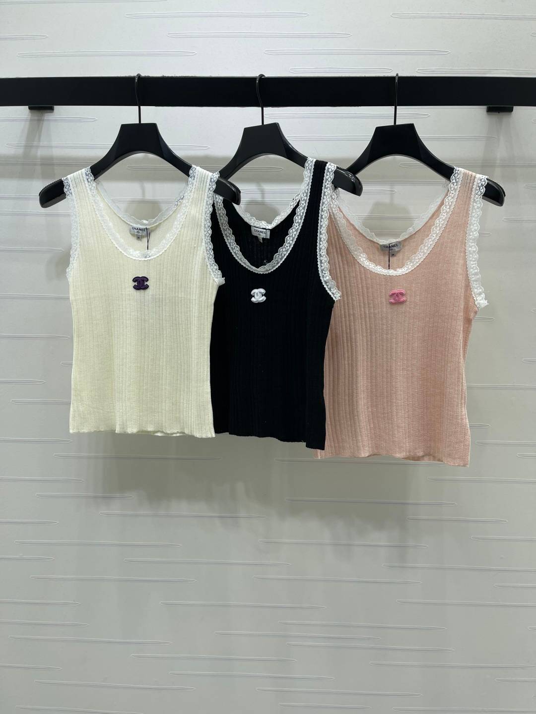 CHANEL シャネル ベスト レース クルーネック ホワイト