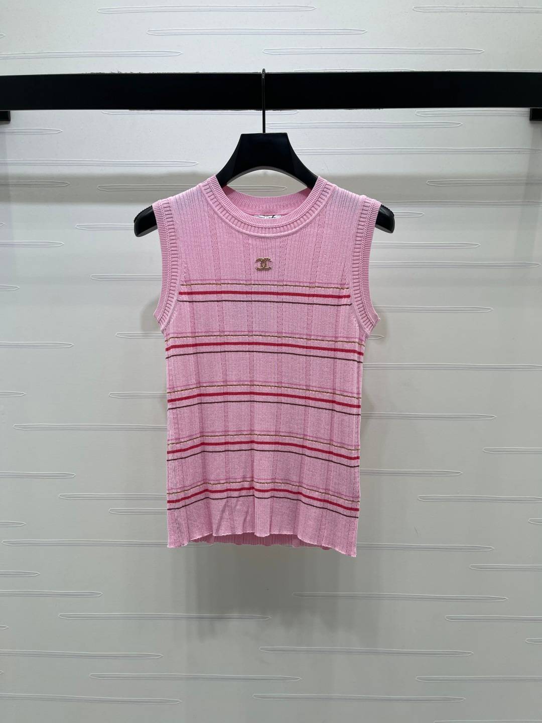 CHANEL シャネル ベスト クルーネック レイヤード ピンク