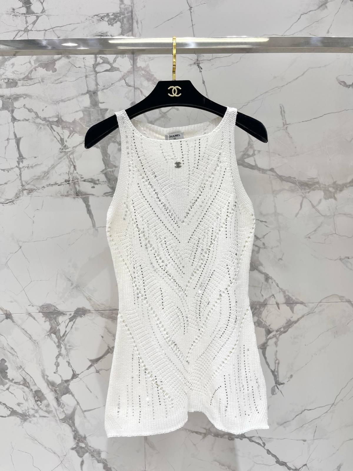 CHANEL シャネル ノースリーブトップス レディース レイヤード ホワイト