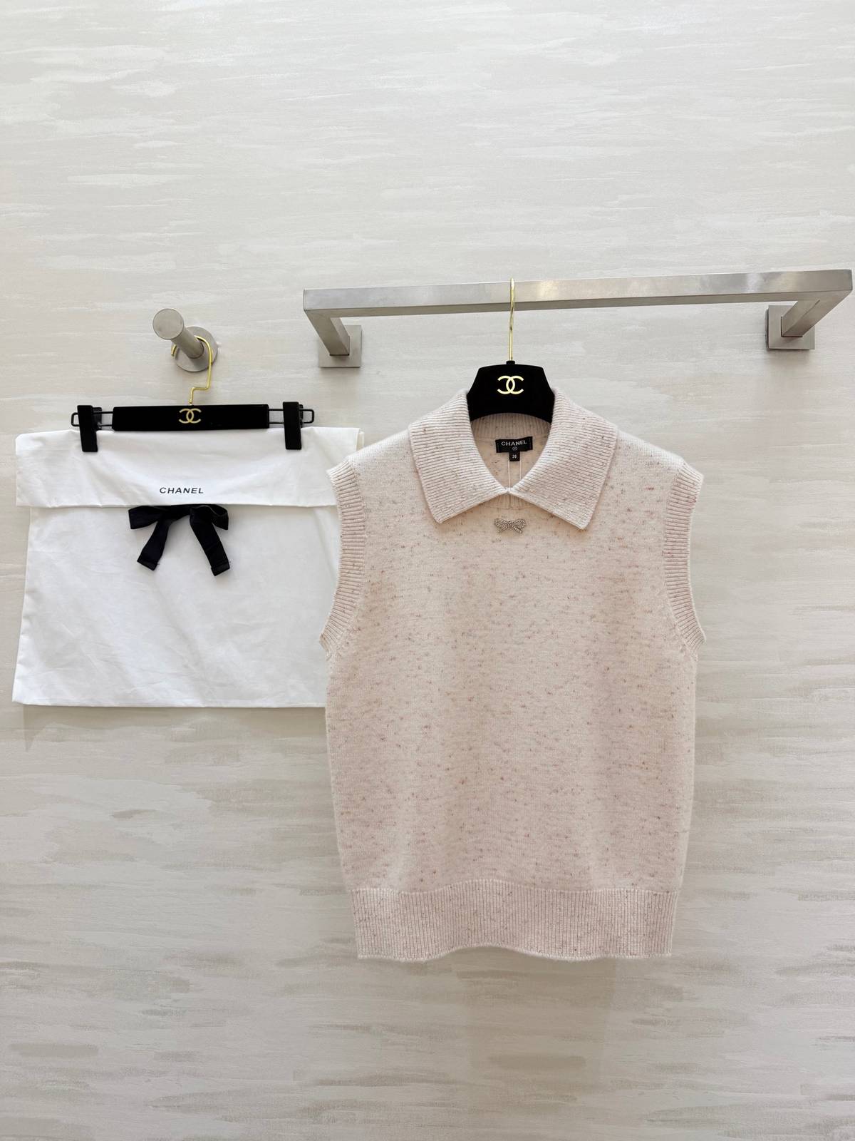 CHANEL シャネル 襟付きベスト レディース レイヤード ベージュ