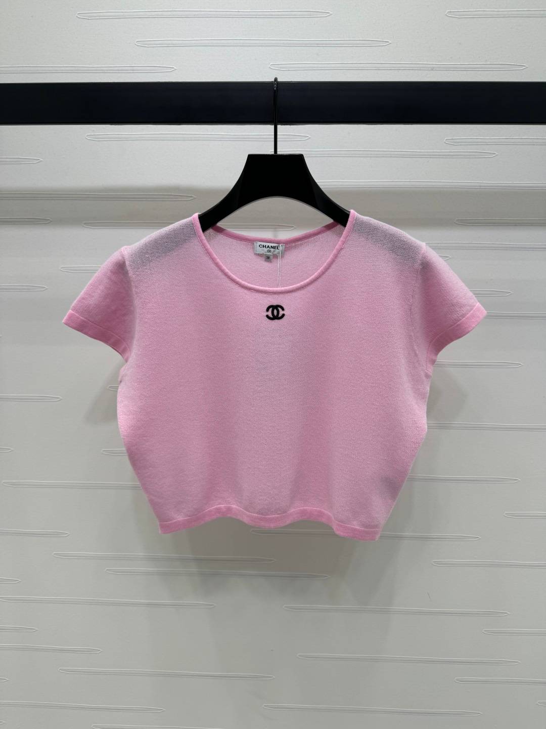 CHANEL シャネル ニット 半袖 ショート丈 クルーネック ピンク