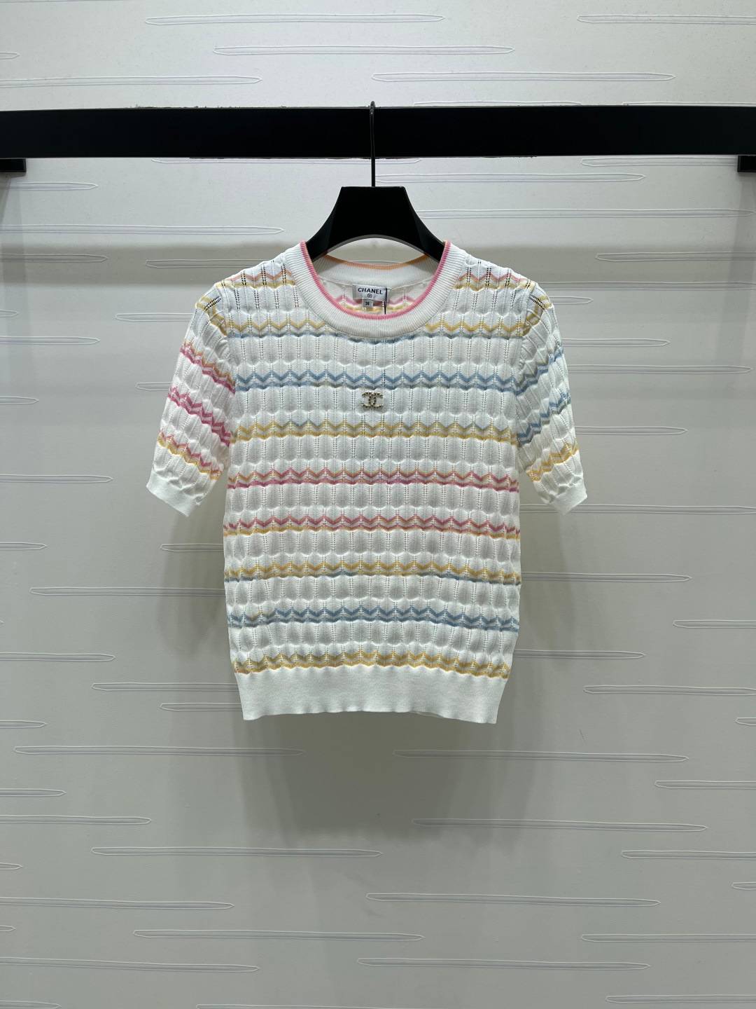 CHANEL シャネル ニットカーディガン クルーネック ミニ丈 ホワイト