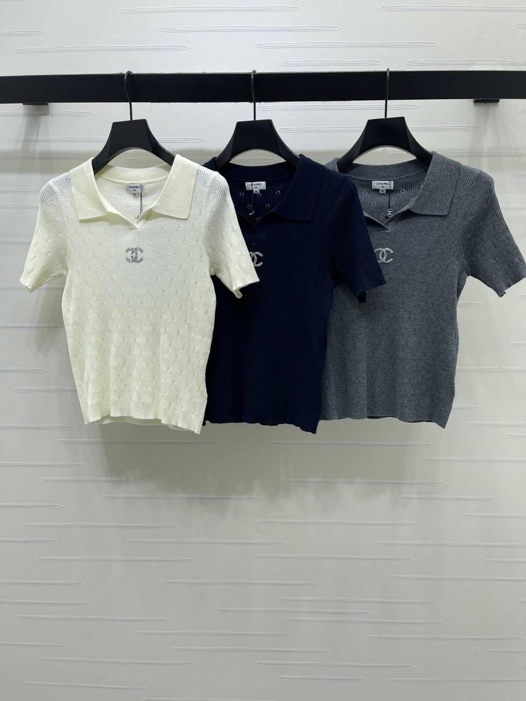CHANEL シャネル ニットジャケット 半袖 ボタン ホワイト