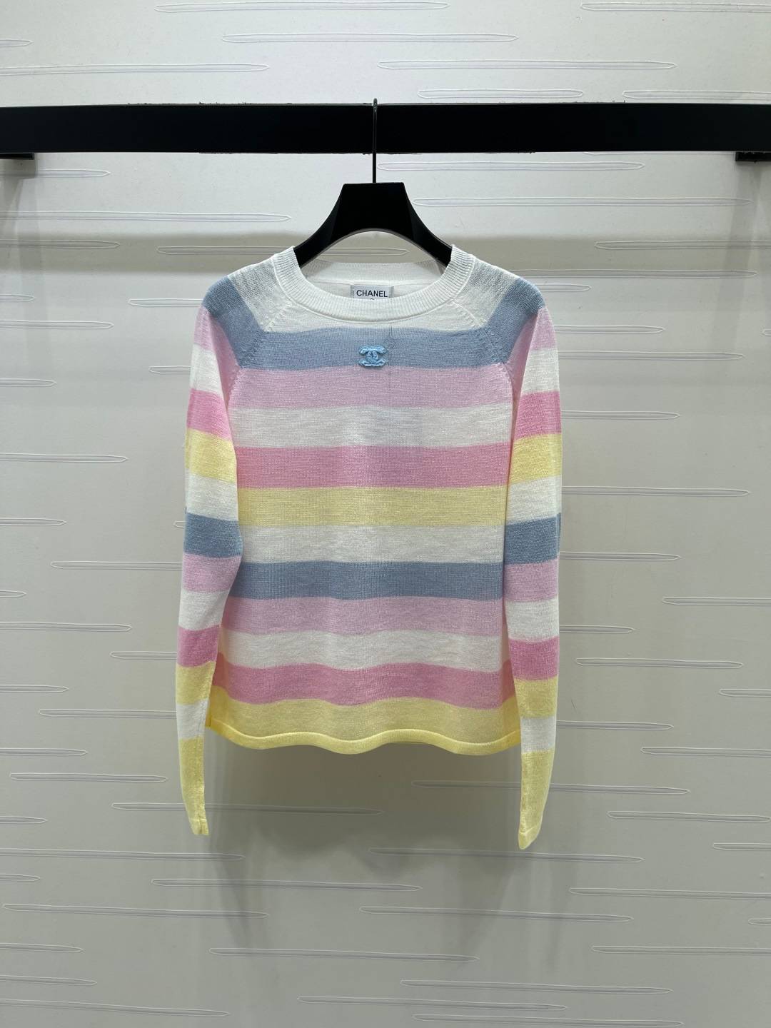 CHANEL シャネル ニットカーディガン 長袖 クルーネック ピンク