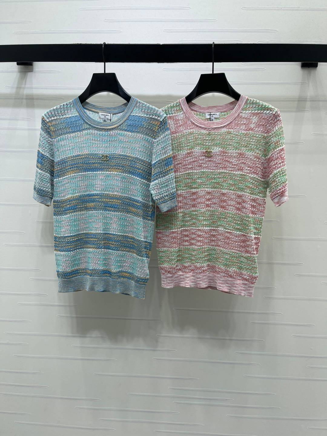 CHANEL シャネル リブニット 半袖 グラデーション ブルー