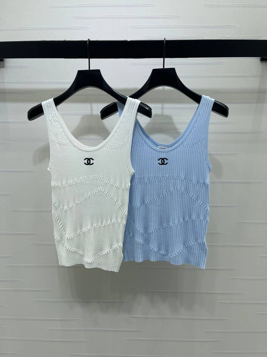 CHANEL シャネル リブニット クルーネック ホワイト ベージュ