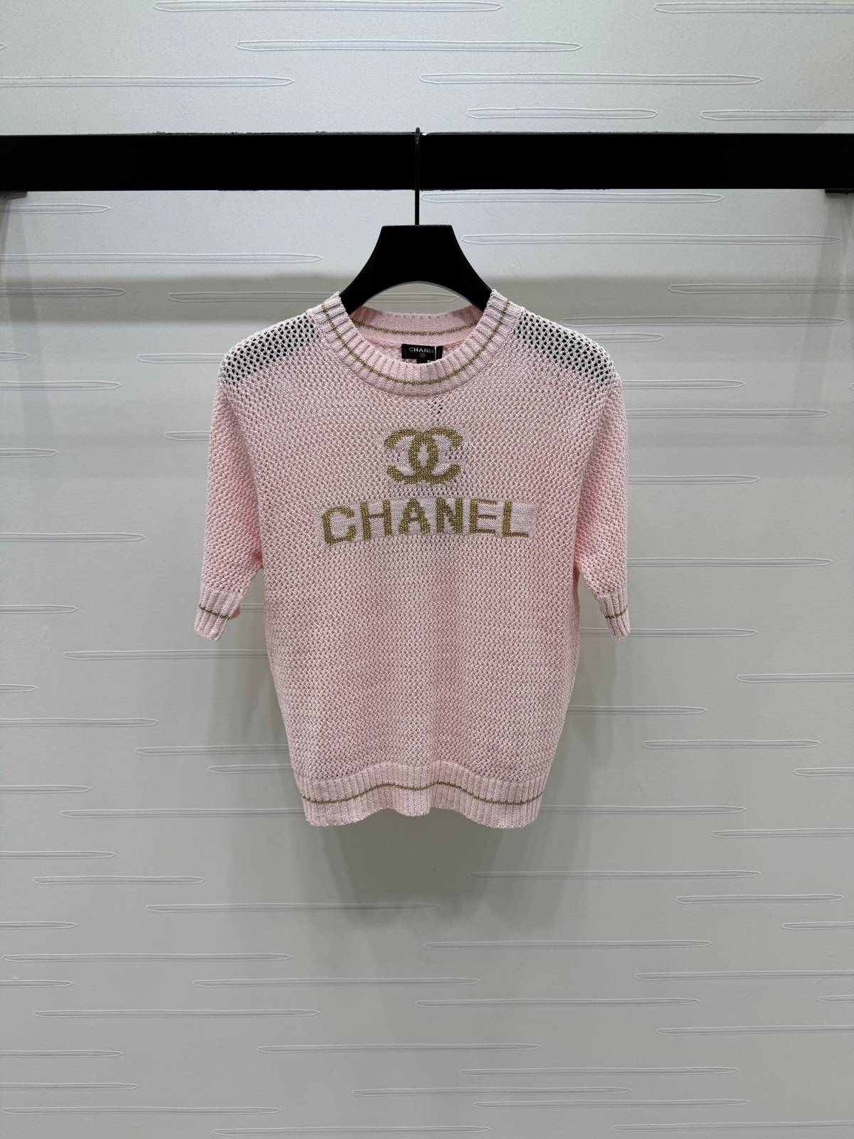 CHANEL シャネル ニット 半袖 クルーネック ピンク