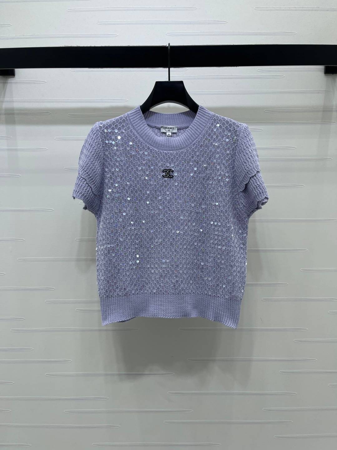 CHANEL シャネル ニットカーディガン 半袖 カラーパープル