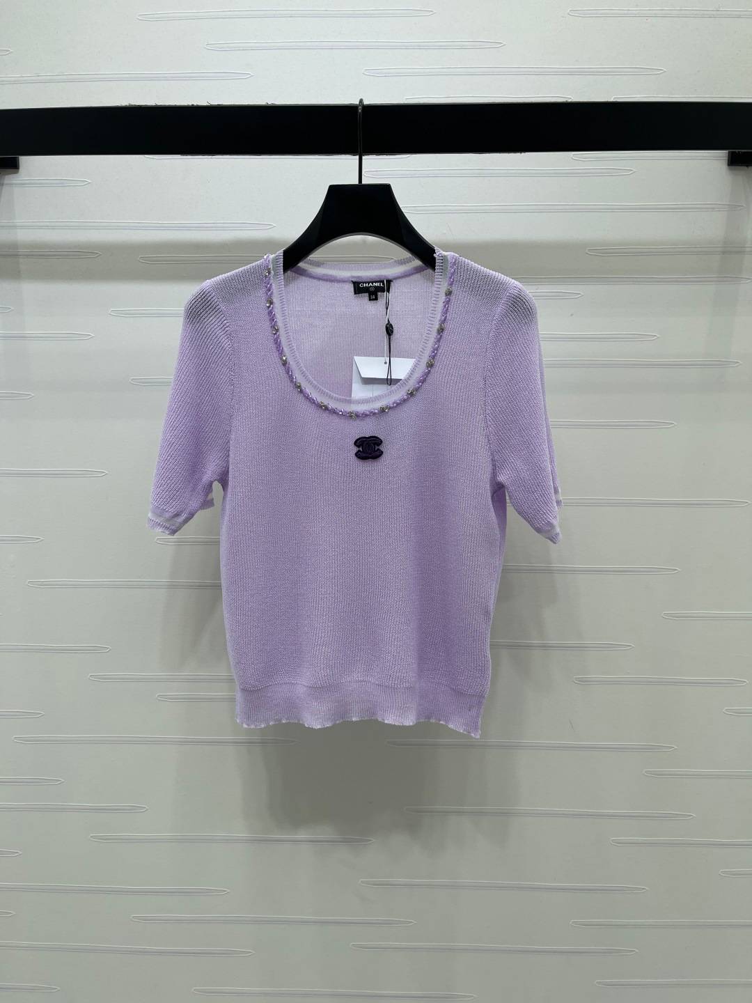 CHANEL シャネル ニットカーディガン 半袖 ファッション パープル
