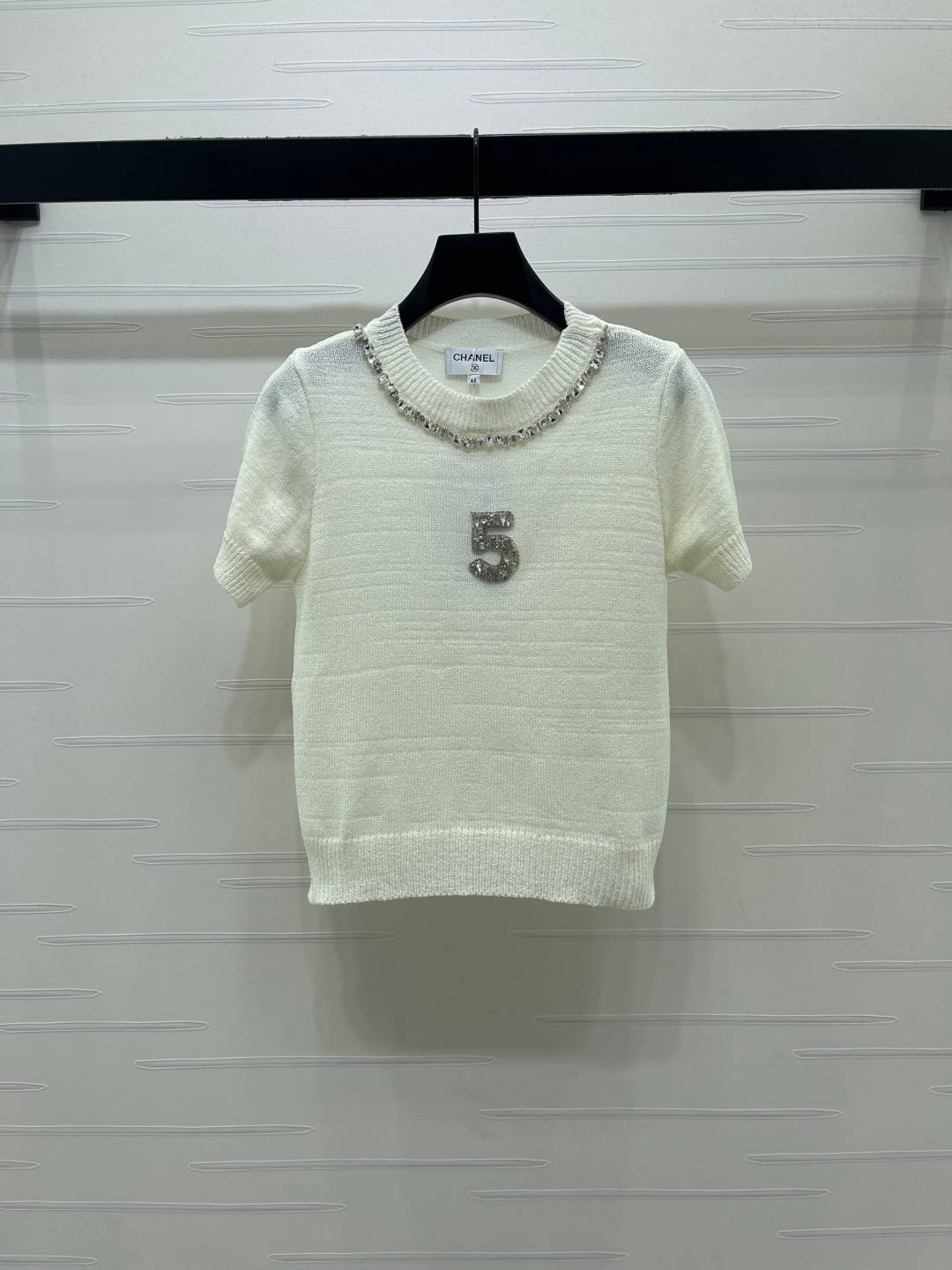 CHANEL シャネル ニットカーディガン 半袖 クルーネック ホワイト