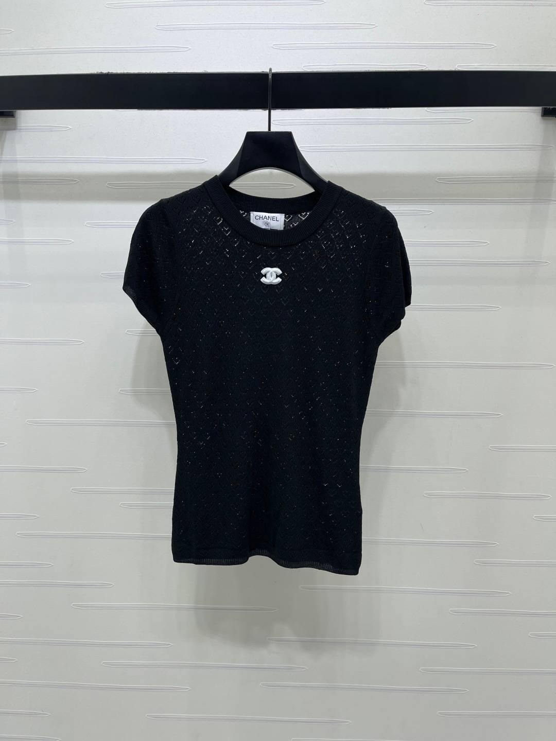 CHANEL シャネル ニットカーディガン クルーネック 半袖 ブラック