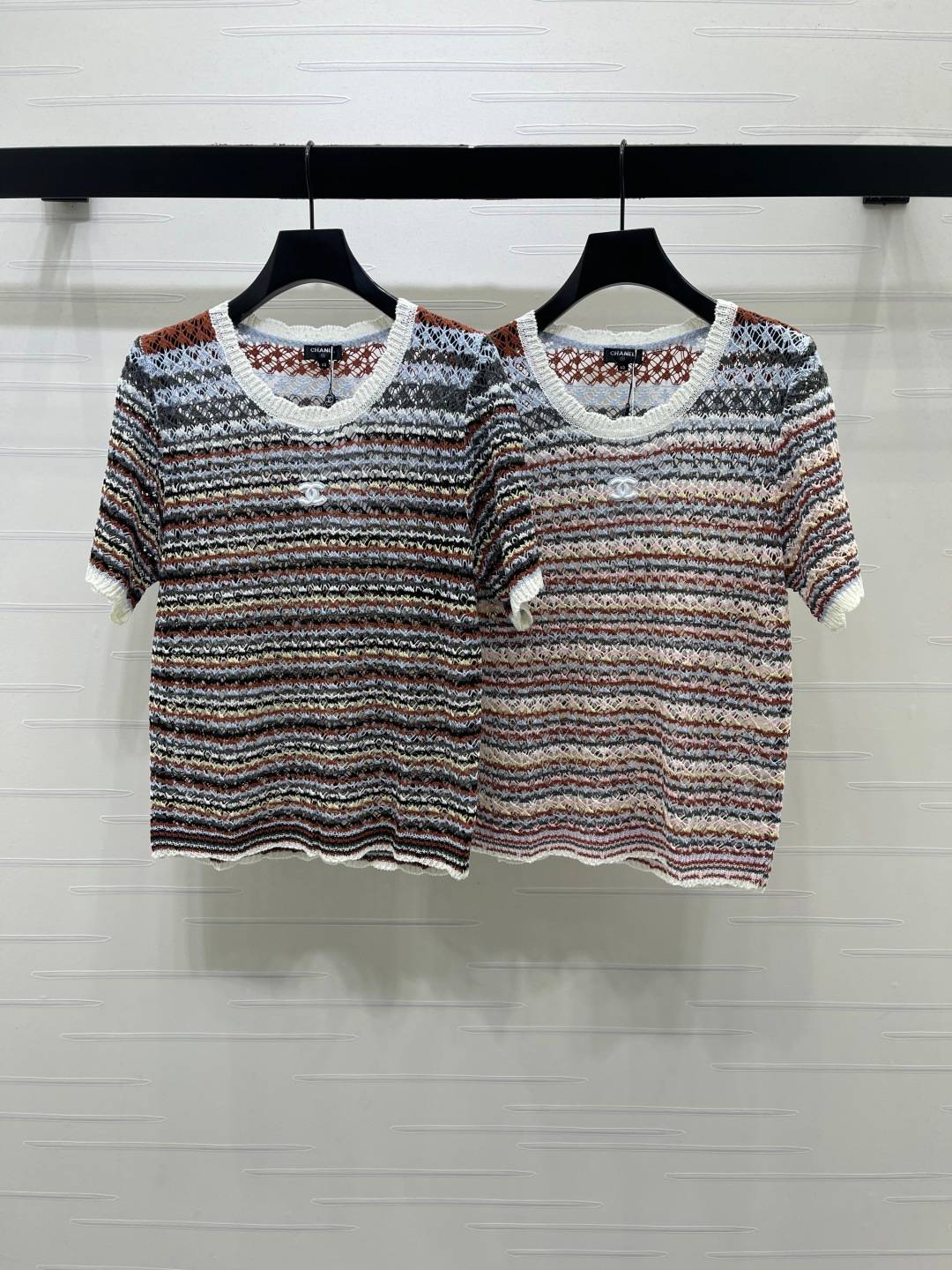 CHANEL シャネル ニットカーディガン 半袖 ロング丈 ブラック ブラウン