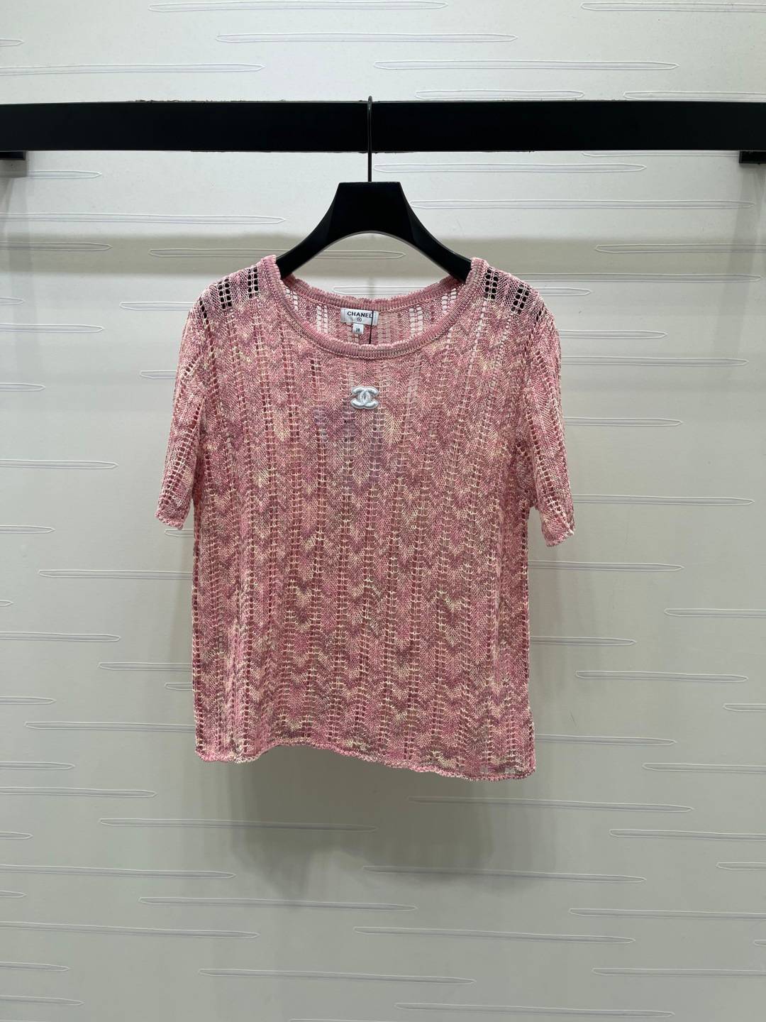 CHANEL シャネル ニット半袖 クルーネック ピンク