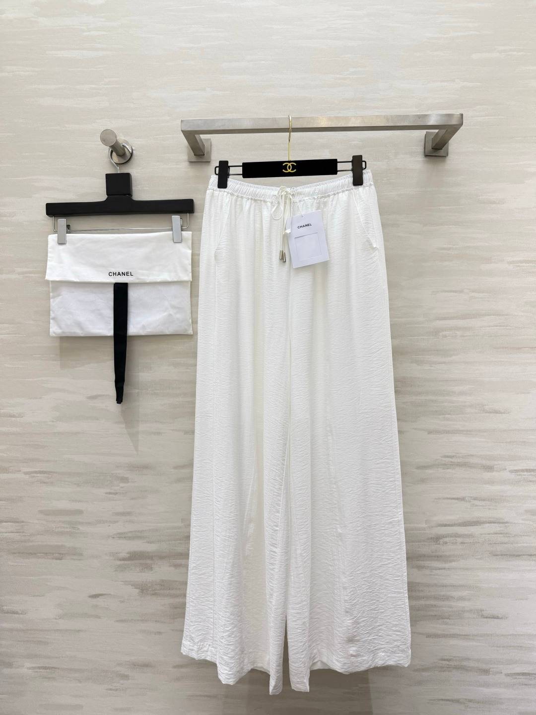 CHANEL シャネル カジュアルパンツ ワイドパンツ ロング ホワイト