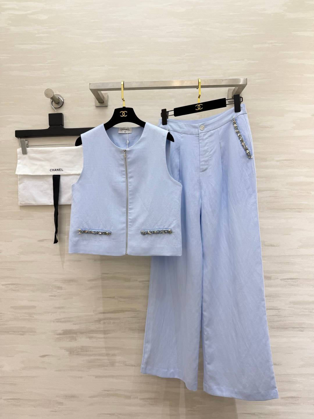 CHANEL シャネル ワイドパンツ ハイウエスト 天然麻