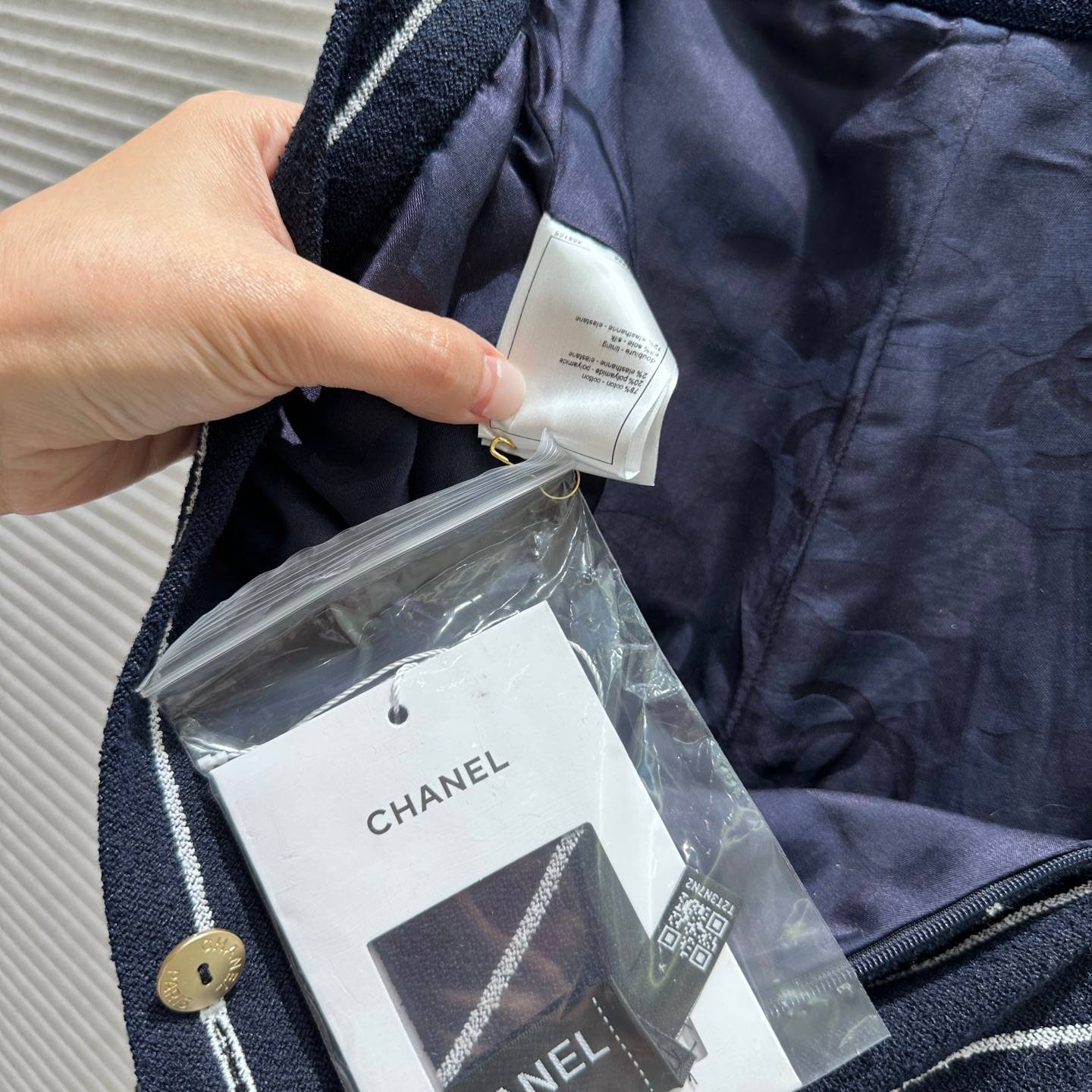 CHANEL シャネル フレアパンツ 横縞 藏青色