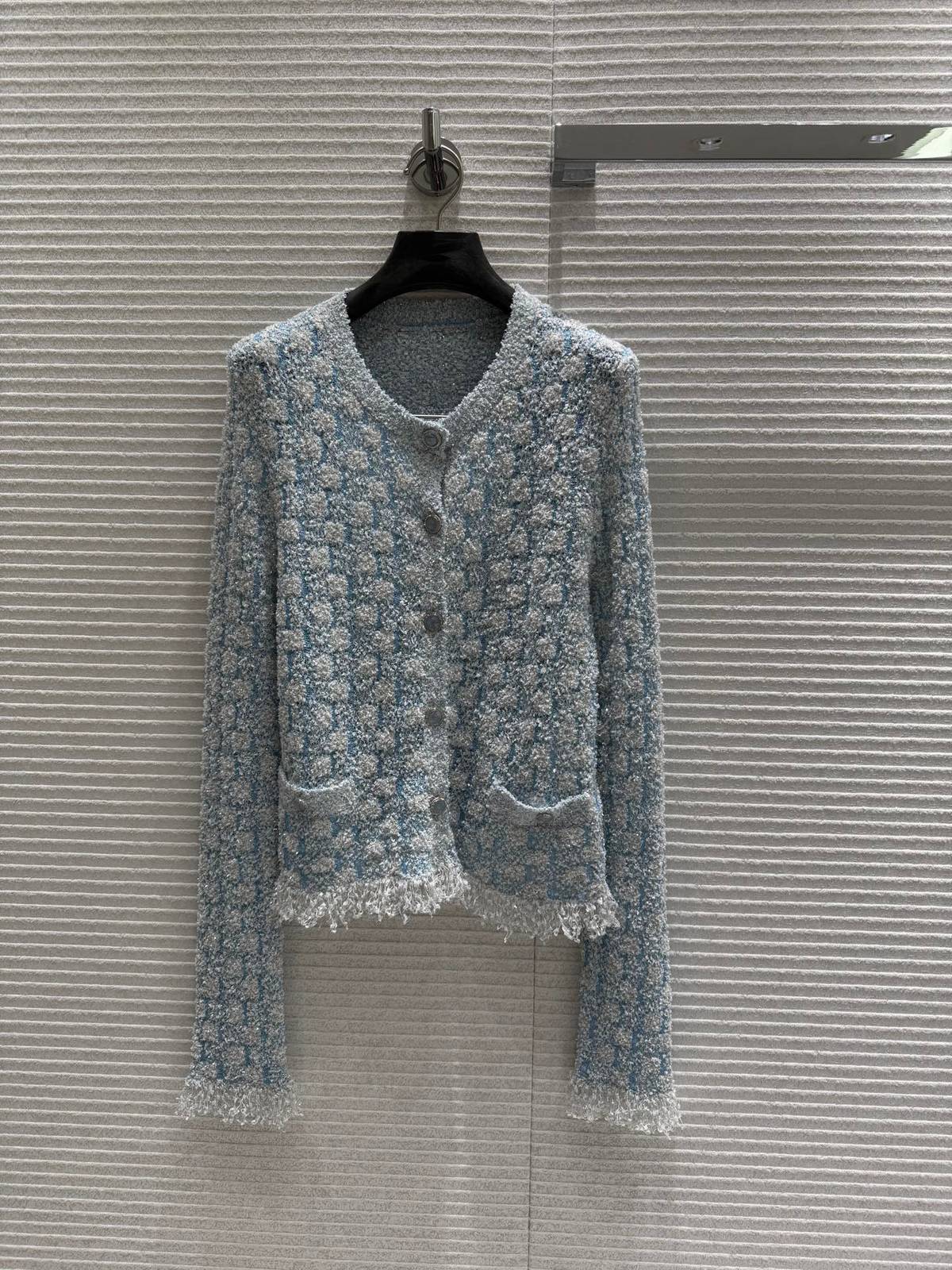 CHANEL シャネル シェネ26C ニットカーディガン ショート丈 ブルー