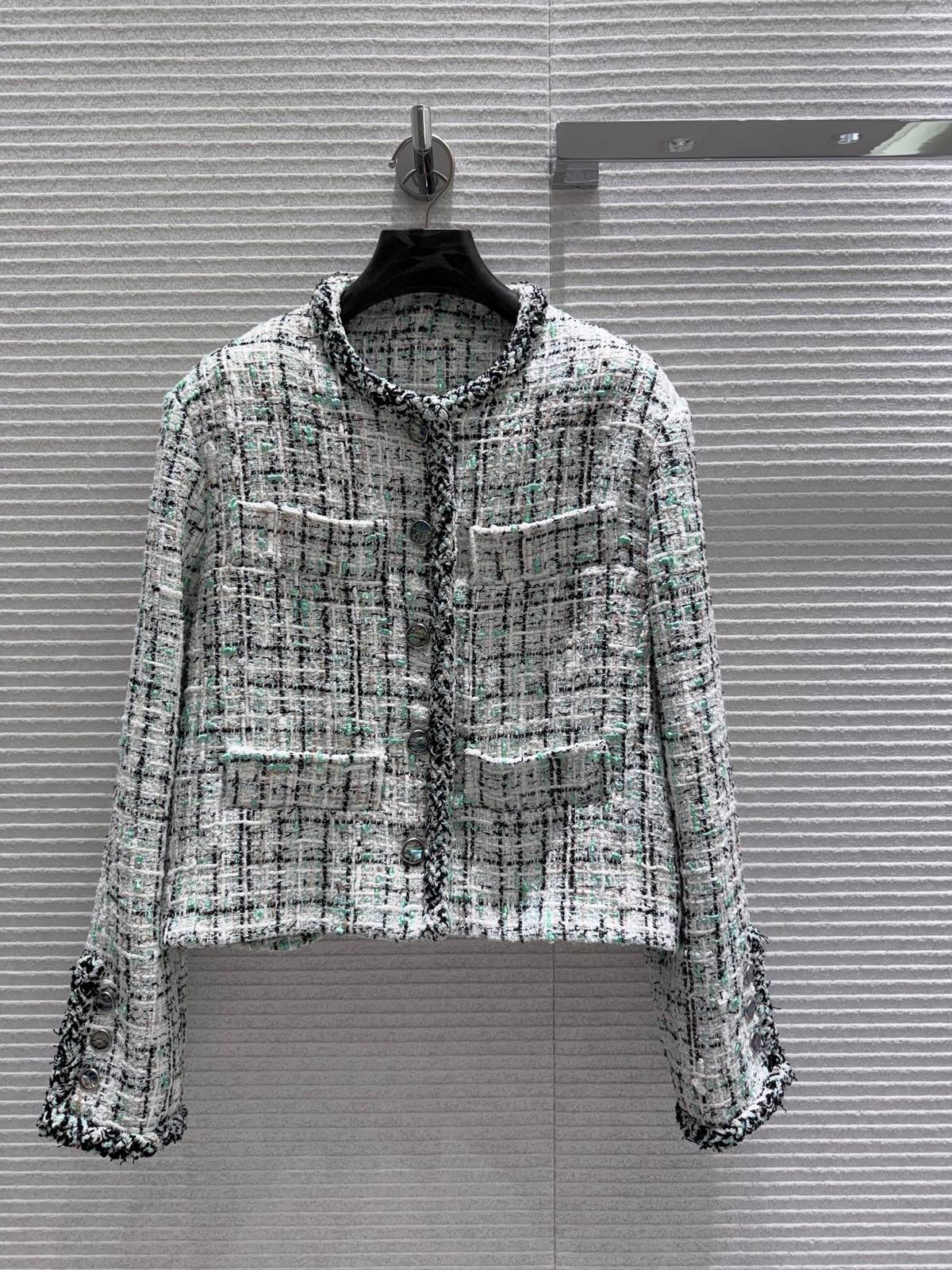 CHANEL シャネル ツイードジャケット レディース ショート丈 グリーン