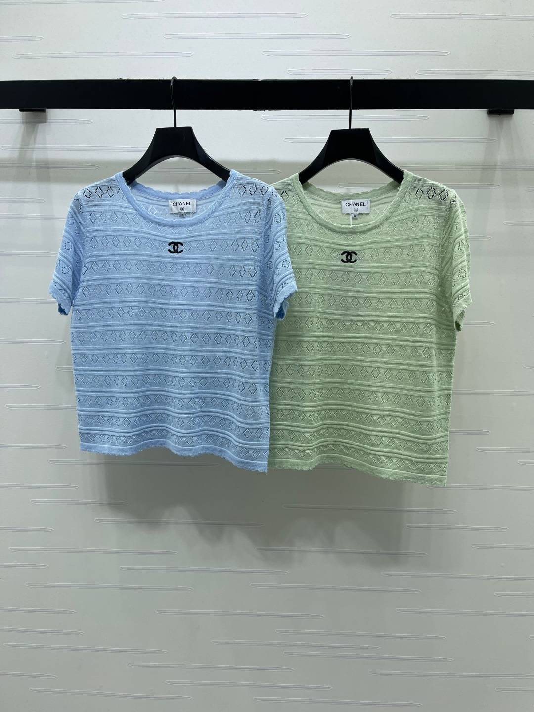 CHANEL シャネル 半袖 ニットカーディガン ショート丈 ロング丈 ブルー