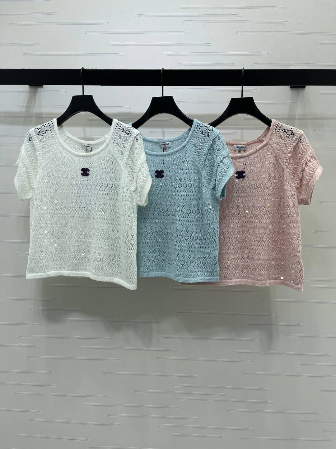 CHANEL シャネル ニットカーディガン 半袖 ロング丈 ホワイト