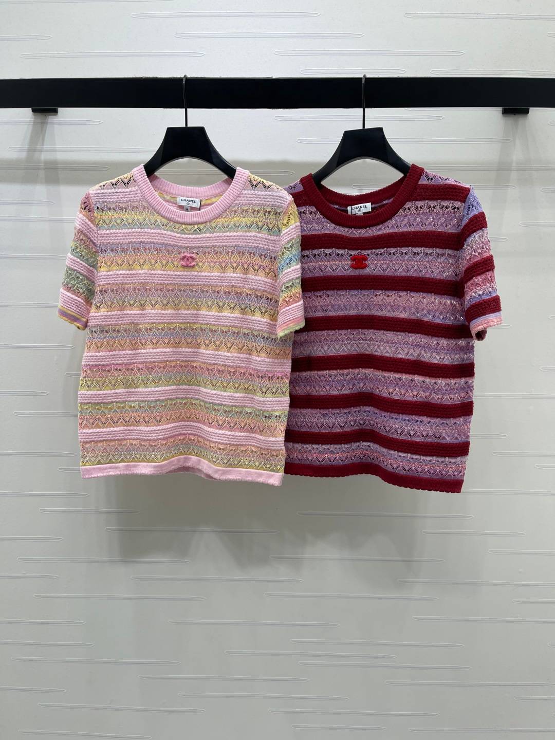 CHANEL シャネル ニットジャケット 半袖 レディース ピンク レッド
