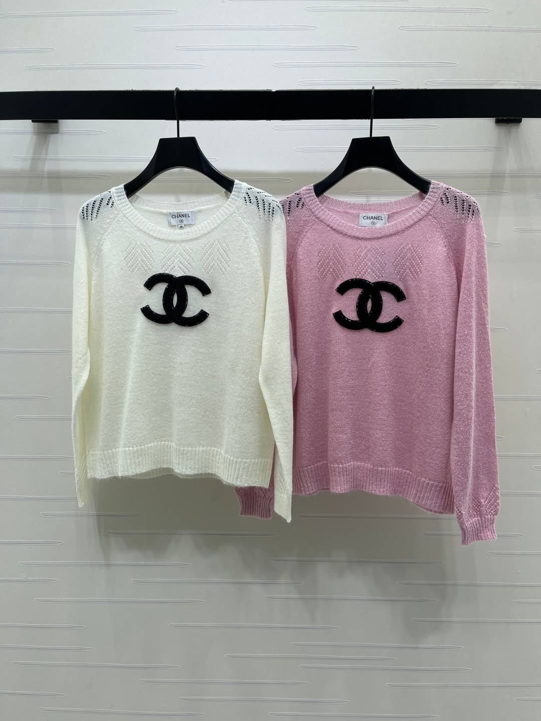 CHANEL シャネル ニットカーディガン 長袖 クルーネック ホワイト