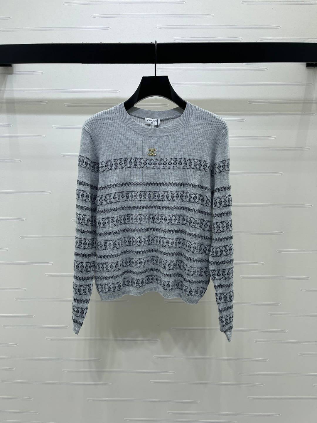 CHANEL シャネル ニットカーディガン 長袖 クルーネック ブラック