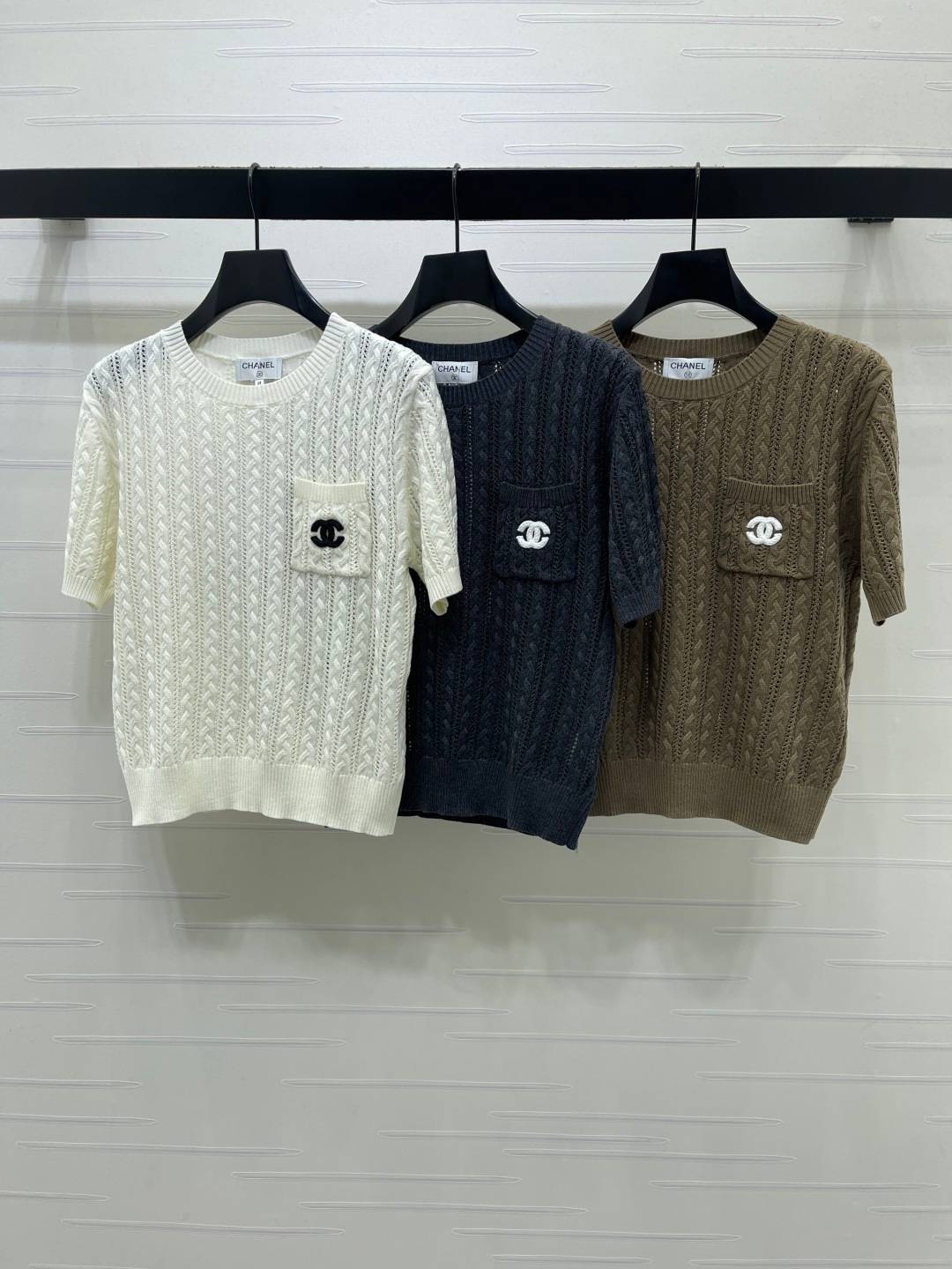 CHANEL シャネル カーディガン ニットシャツ 半袖 ホワイト