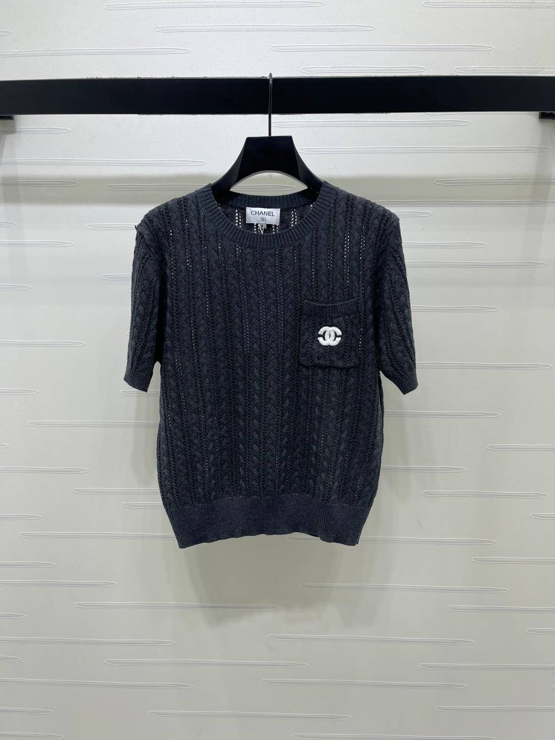 CHANEL シャネル ニットカーディガン クルーネック 半袖 ブラック