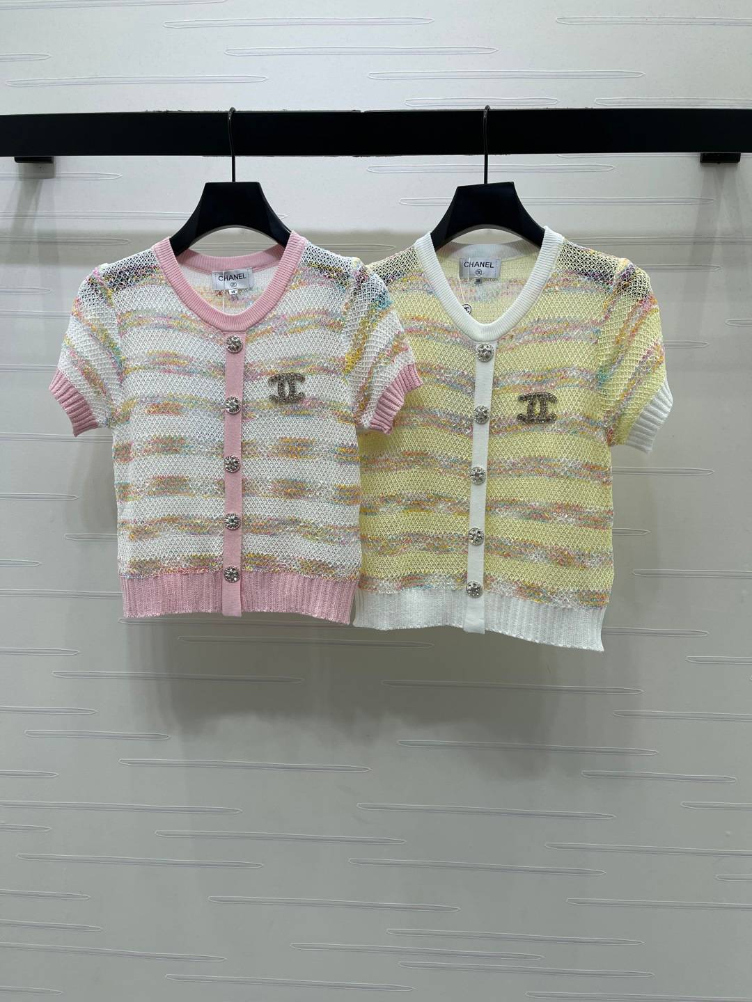 CHANEL シャネル ニットカーディガン 半袖 レディース ピンク