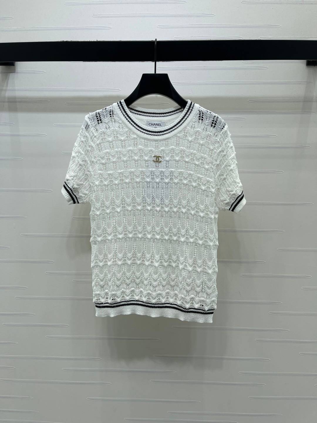 CHANEL シャネル ニット 半袖 クルーネック ホワイト