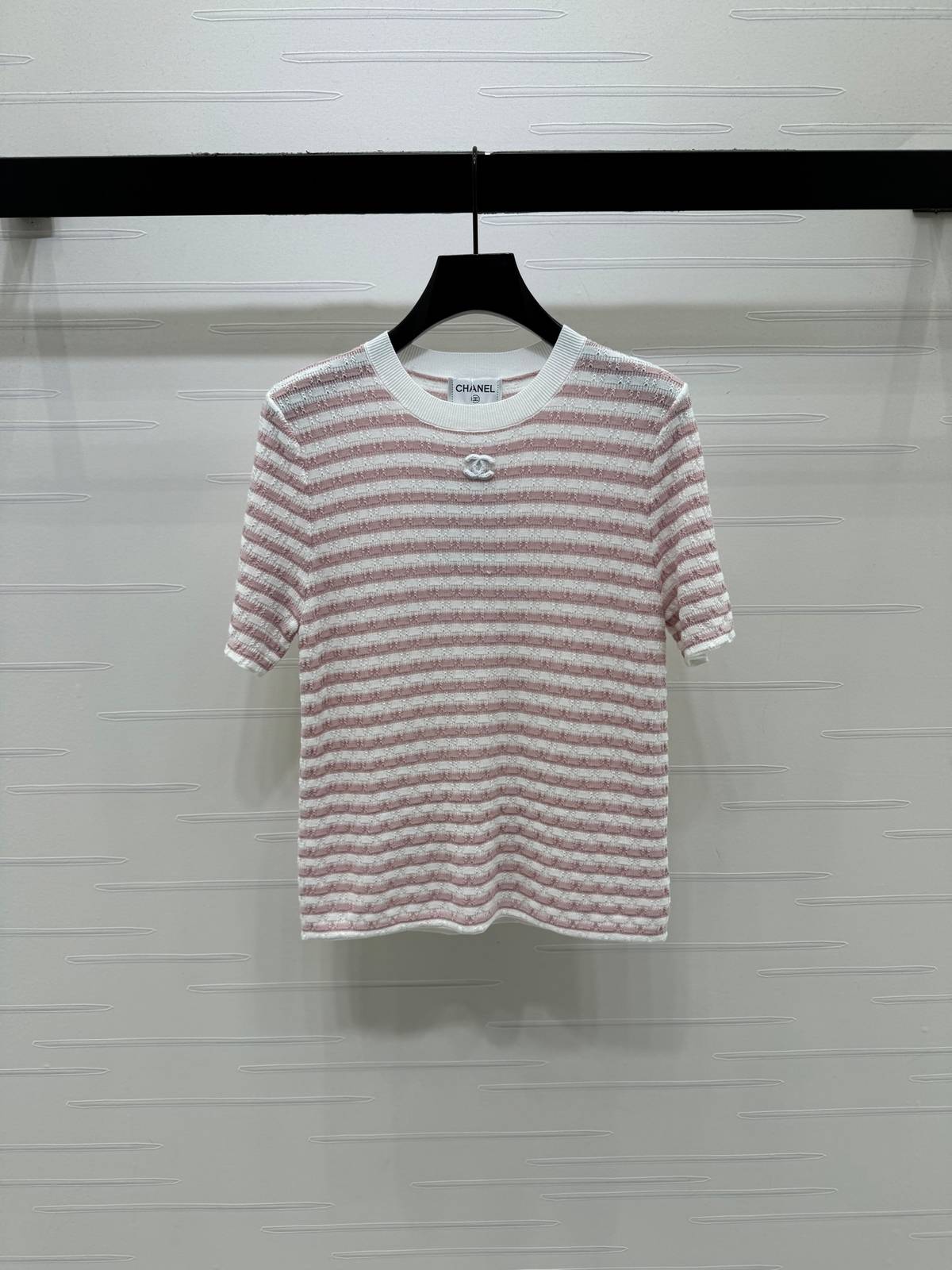 CHANEL シャネル ニットカーディガン 半袖 ロング丈 ピンク