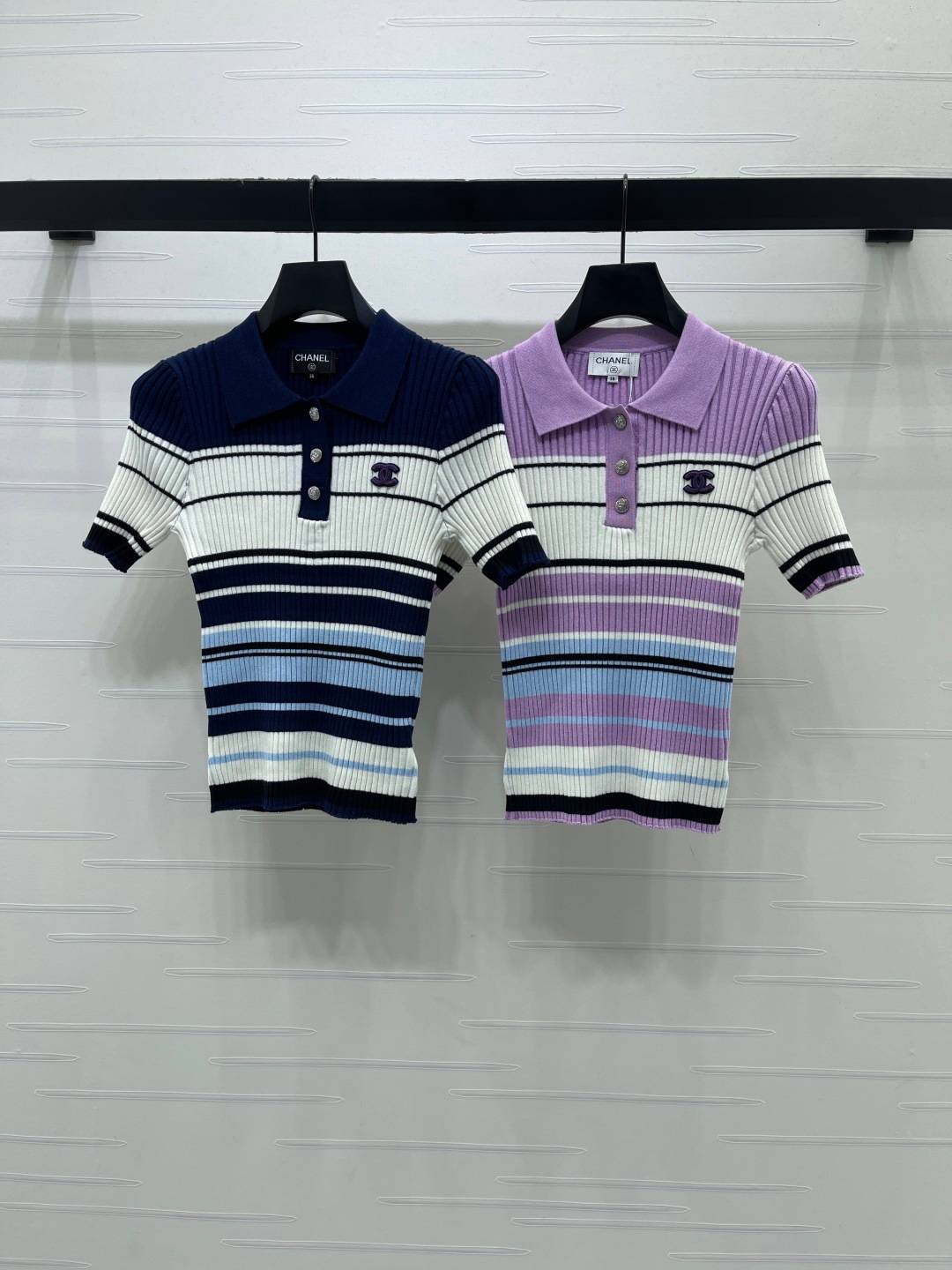 CHANEL シャネル ニットジャケット 半袖 ボタン ブルー