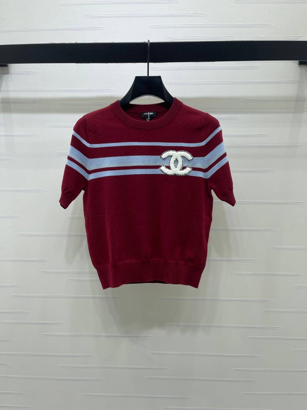 CHANEL シャネル ニット半袖 クルーネック レディース レッド
