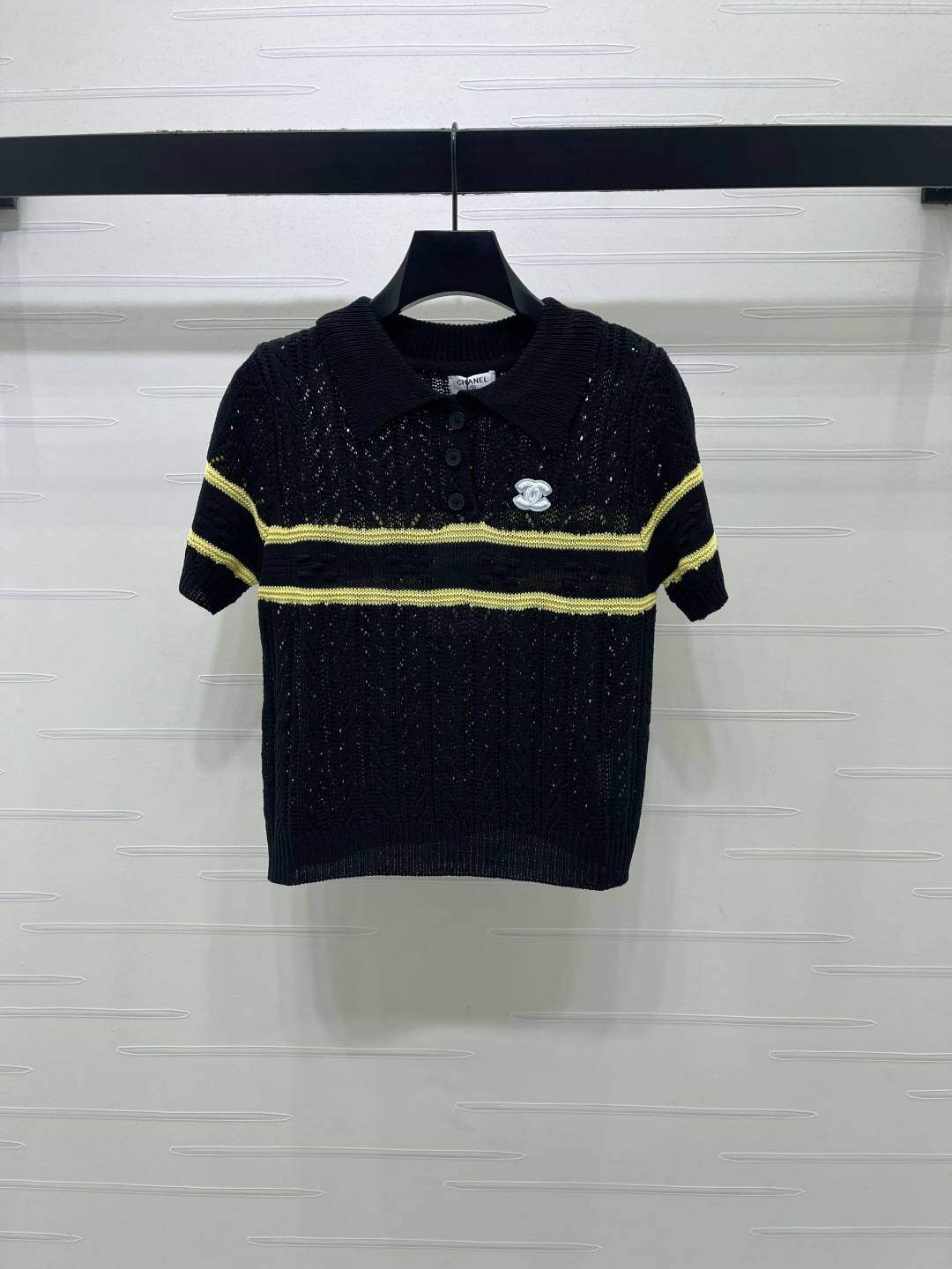 CHANEL シャネル ニットジャケット 半袖 リブニット ブラック
