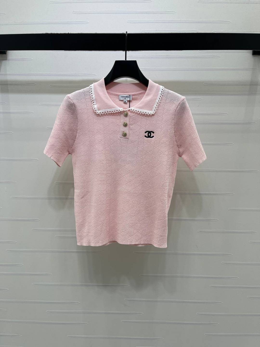 CHANEL シャネル ニットカーディガン 半袖 ボタン ピンク