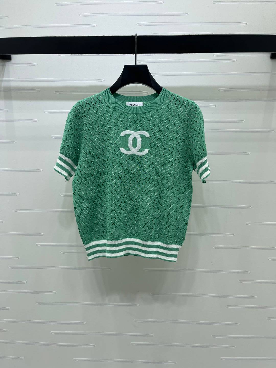 CHANEL シャネル ニットカーディガン 半袖 ロング丈 グリーン