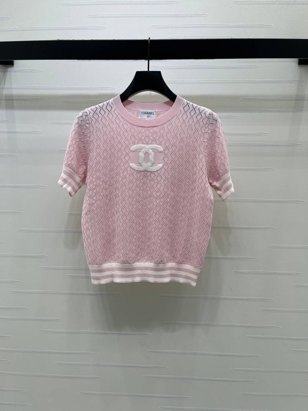 CHANEL シャネル ニットカーディガン 半袖 ロング丈 ピンク