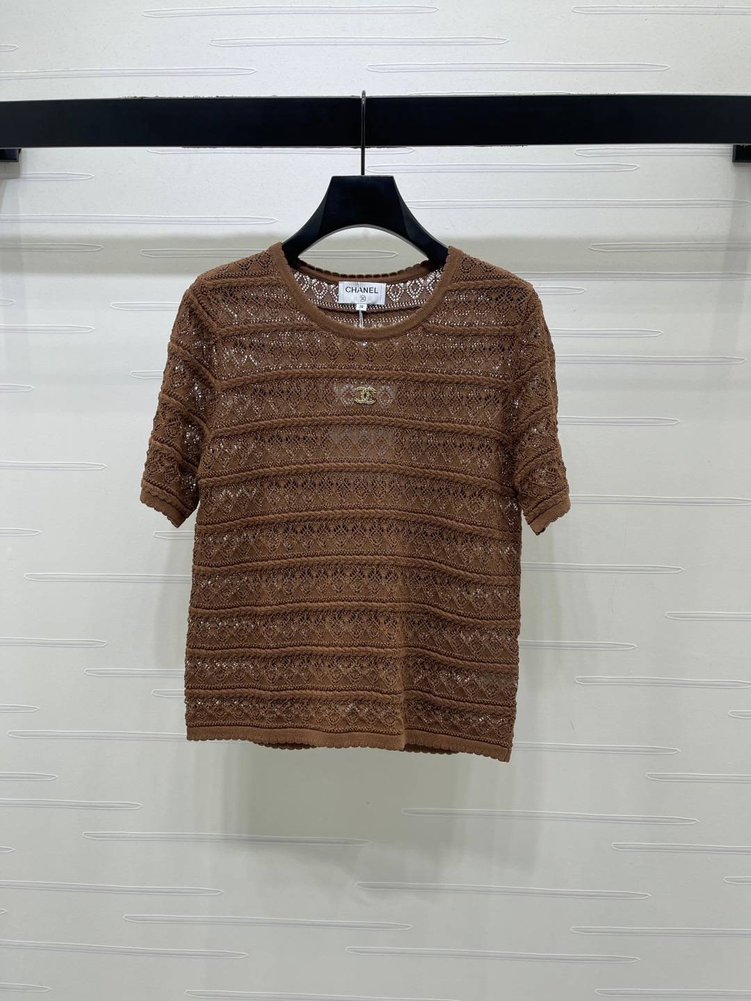 CHANEL シャネル ニット 半袖 クルーネック ブラウン