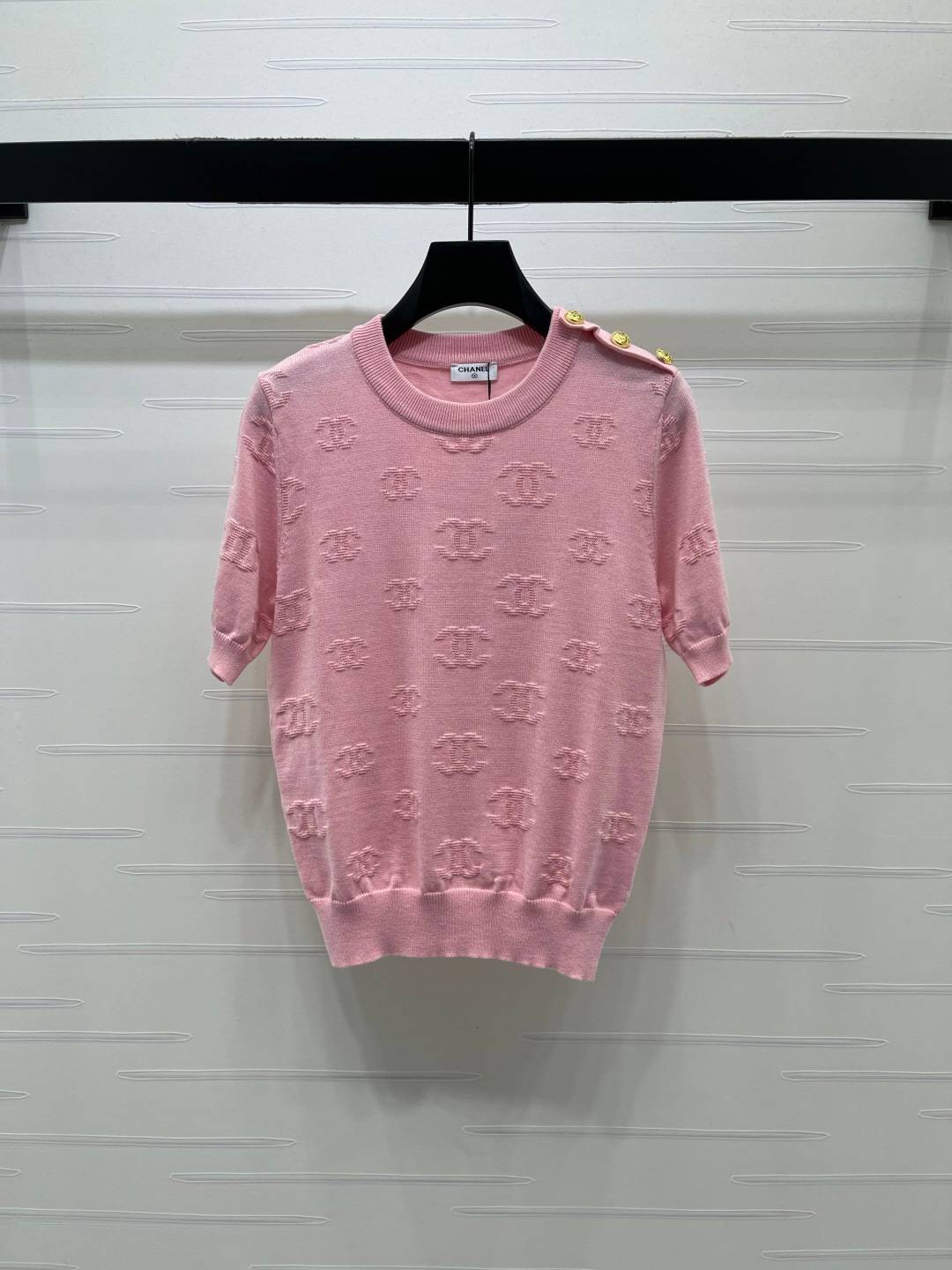 CHANEL シャネル ニットカーディガン リブニット ショート丈 ピンク