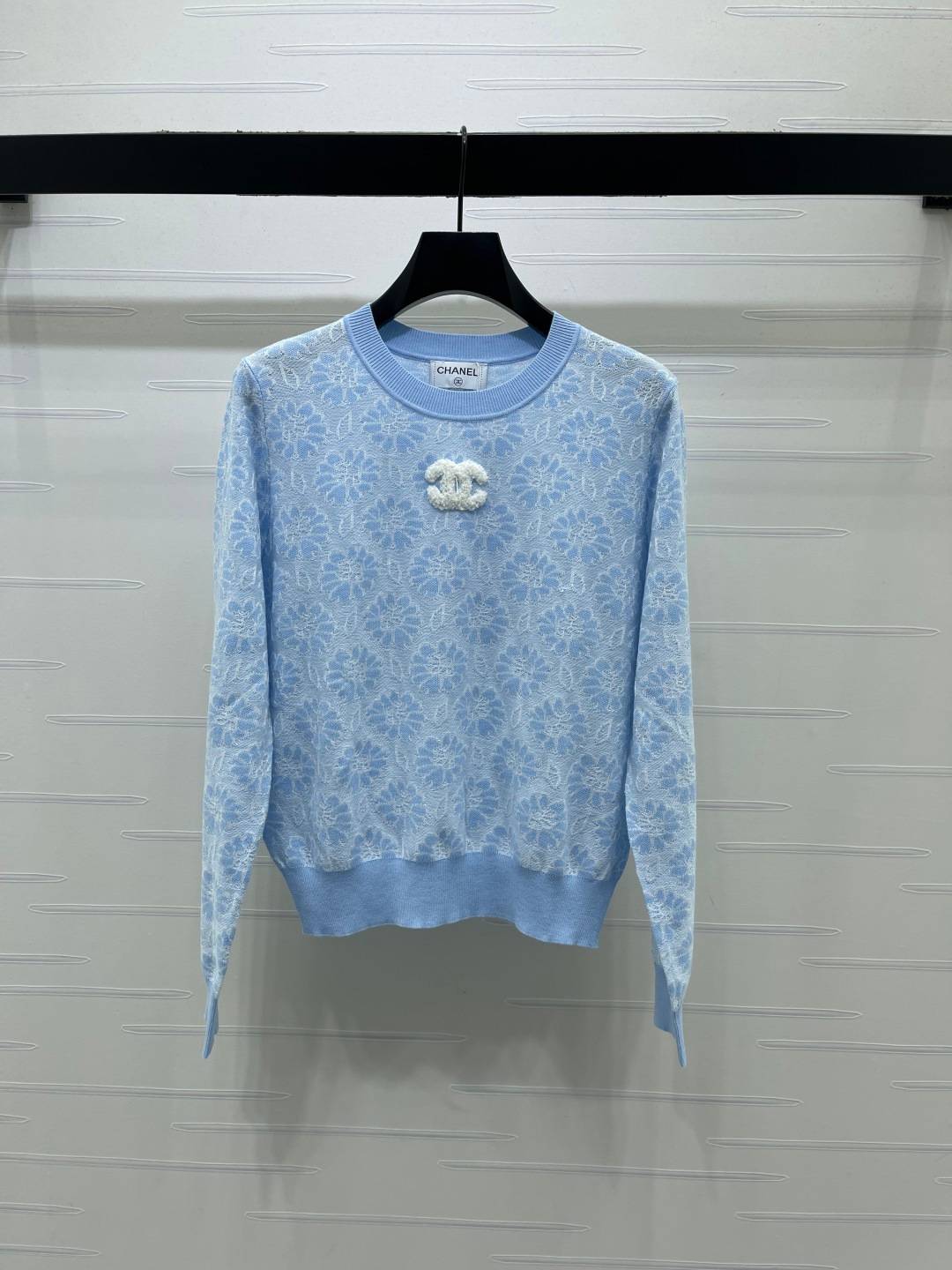 CHANEL シャネル リブニット 長袖 クルーネック ベージュ