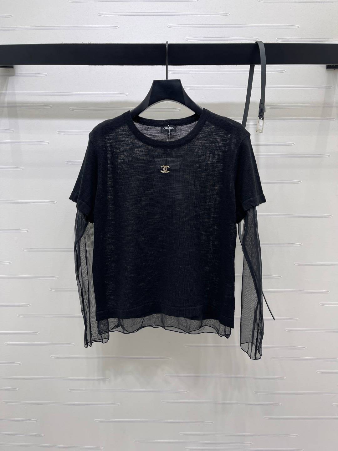 CHANEL シャネル ニットジャケット 長袖 クルーネック 黒