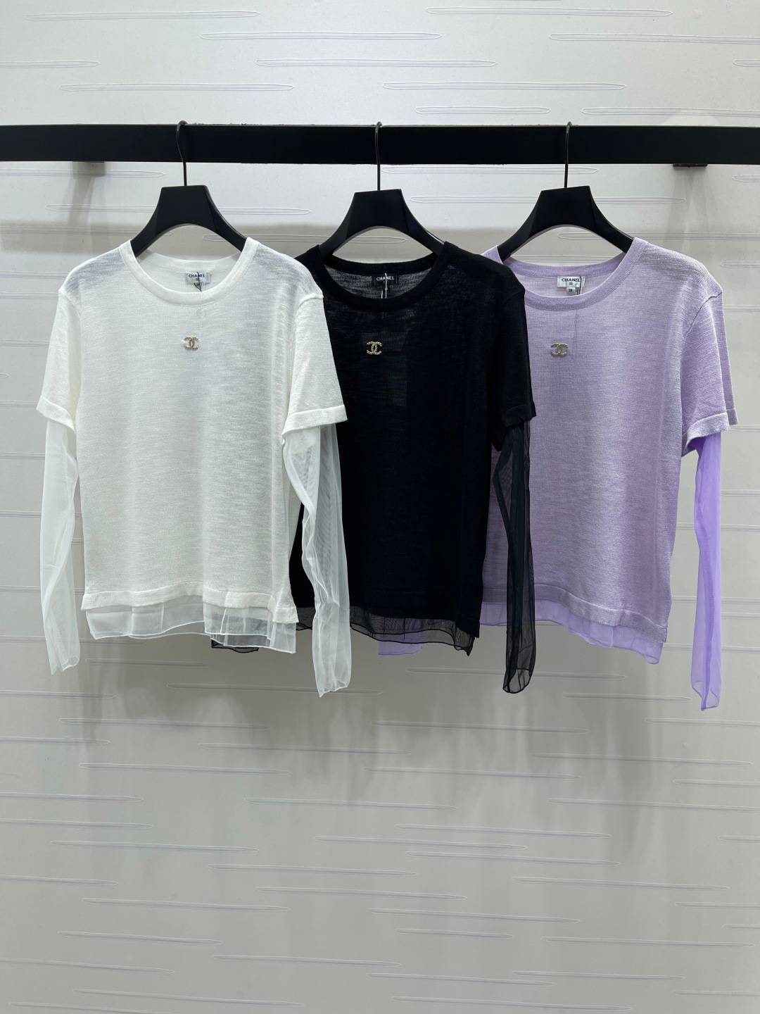 CHANEL シャネル ニットジャケット 長袖 クルーネック ホワイト