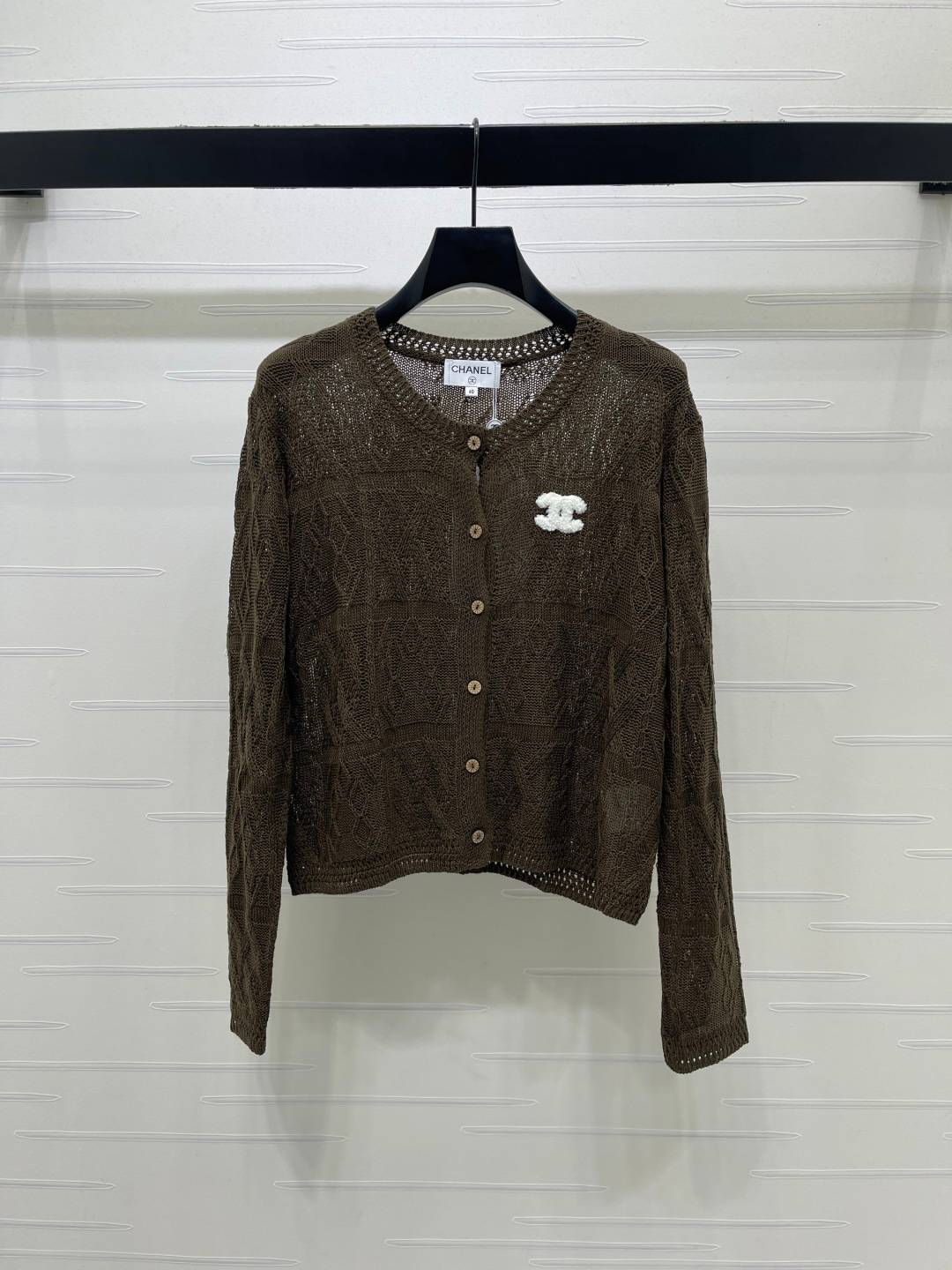 CHANEL シャネル ニットカーディガン 長袖 クルーネック ブラック
