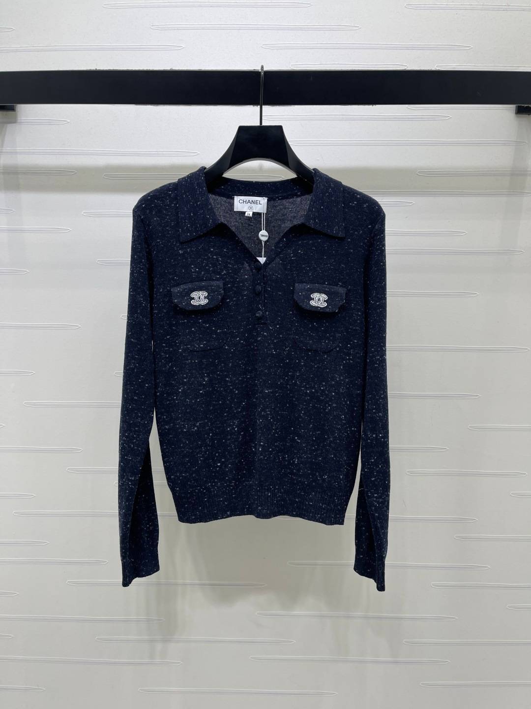 CHANEL シャネル ニットジャケット 長袖 Vネック ブラック