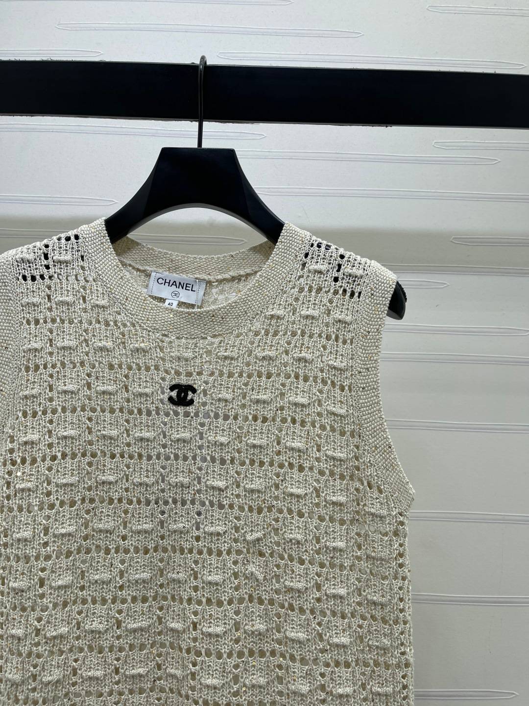 CHANEL シャネル ニットカーディガン クルーネック ブラック ベージュ